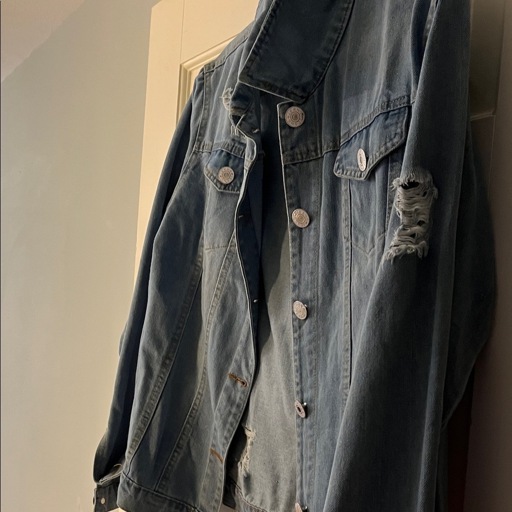 Distressed Light Blue Denim Jacket - Picture 2 of 3